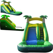 inflatable beach water slide palm tree jungle